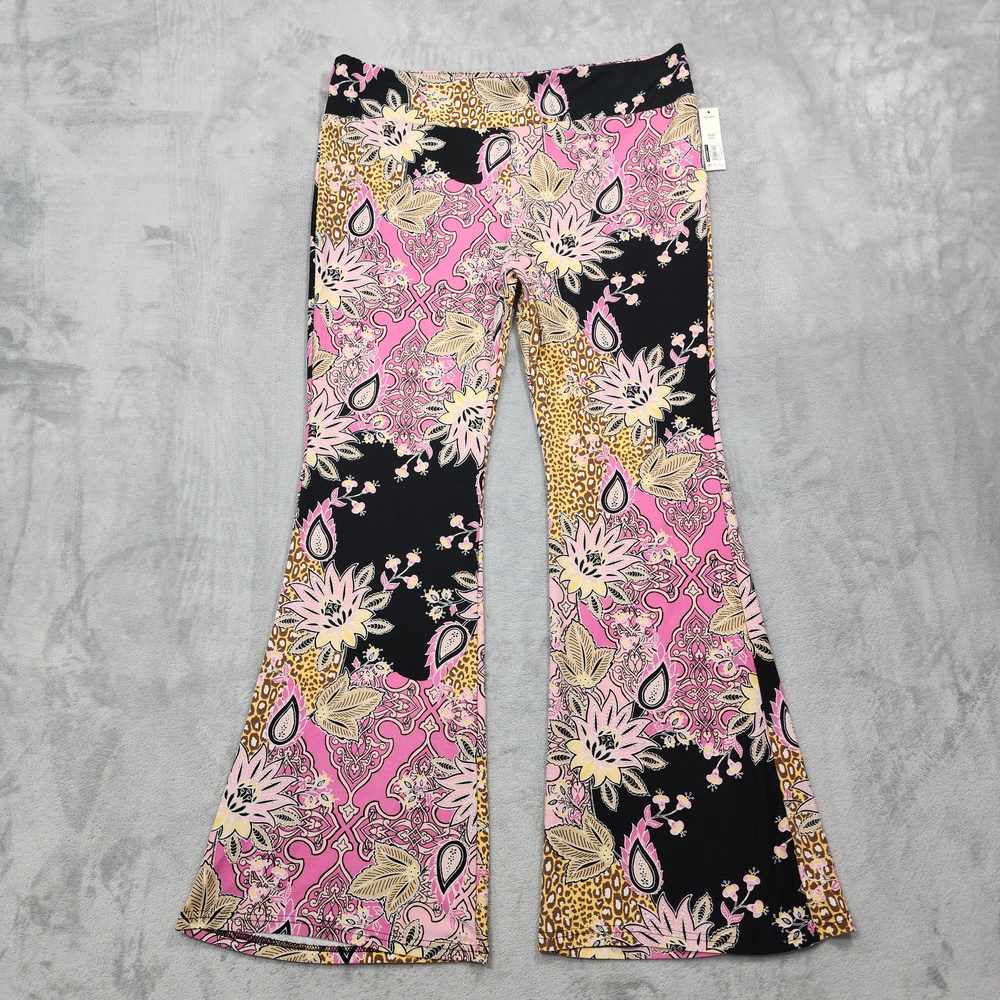 NEW No Boundaries Leggings Womens 3XL Juniors Multicolor Floral High Rise Flare